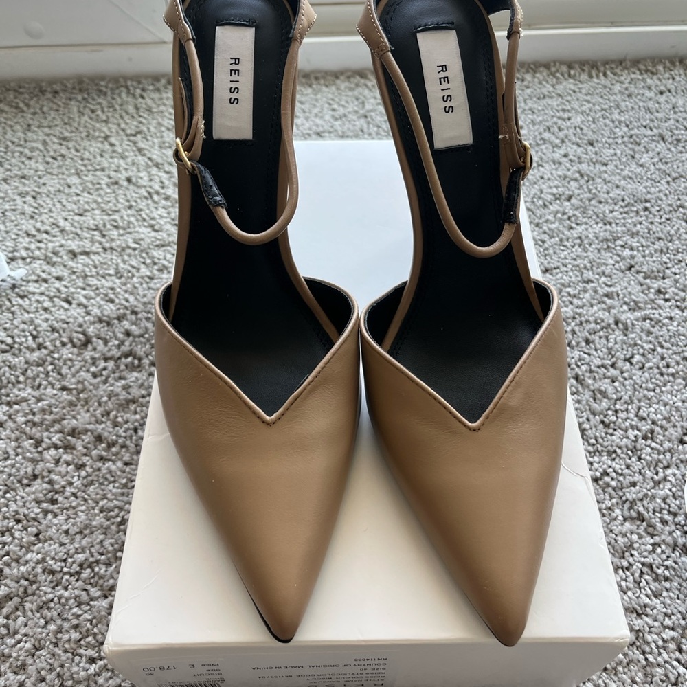 Reiss Tan Heels Sleek Pointed-Toe Design